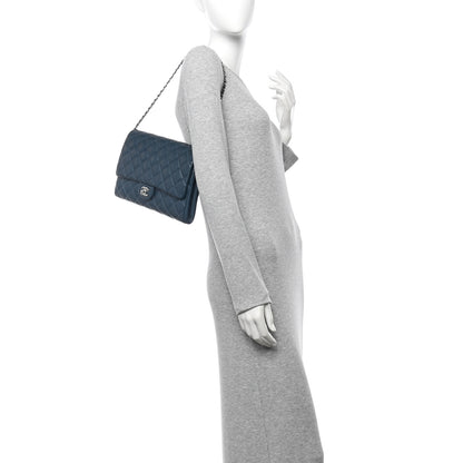 Chanel Caviar Quilted Clutch With Chain Flap  Blue 2 of 10