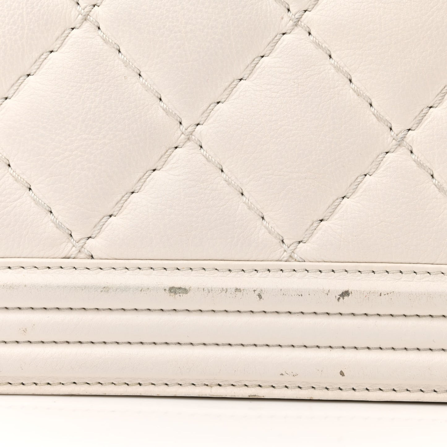 Calfskin Double Stitch New Medium Boy Flap White