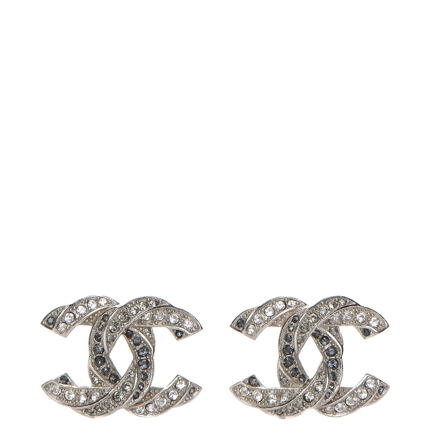 Crystal CC Twisted Earrings Silver