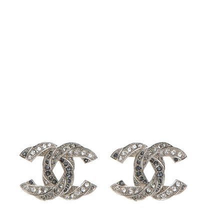 Chanel Crystal CC Twisted Earrings Silver 1 of 5