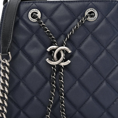 Chanel Caviar Quilted Small CC Bucket Bag Navy 8 of 14