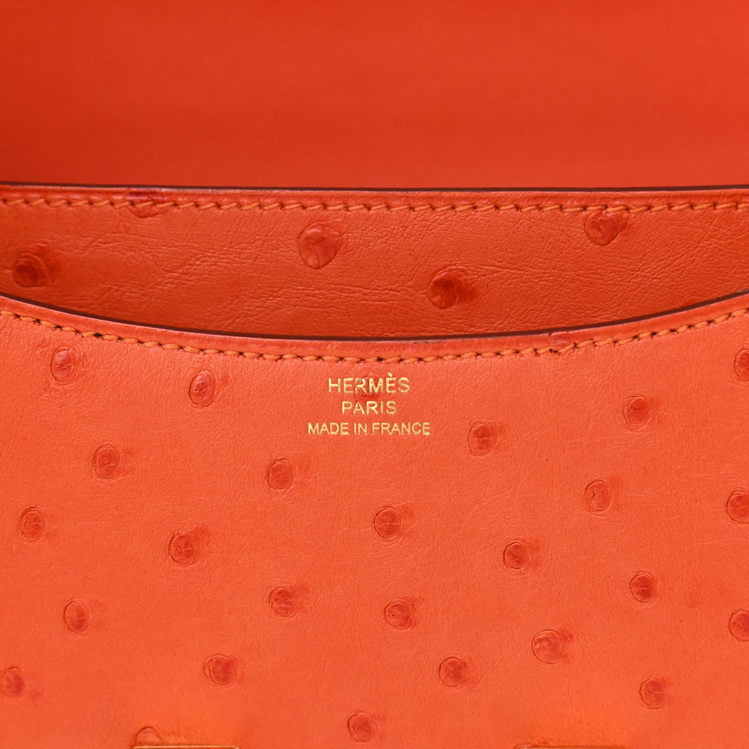Hermes Ostrich Constance 18 Tangerine 6 of 11