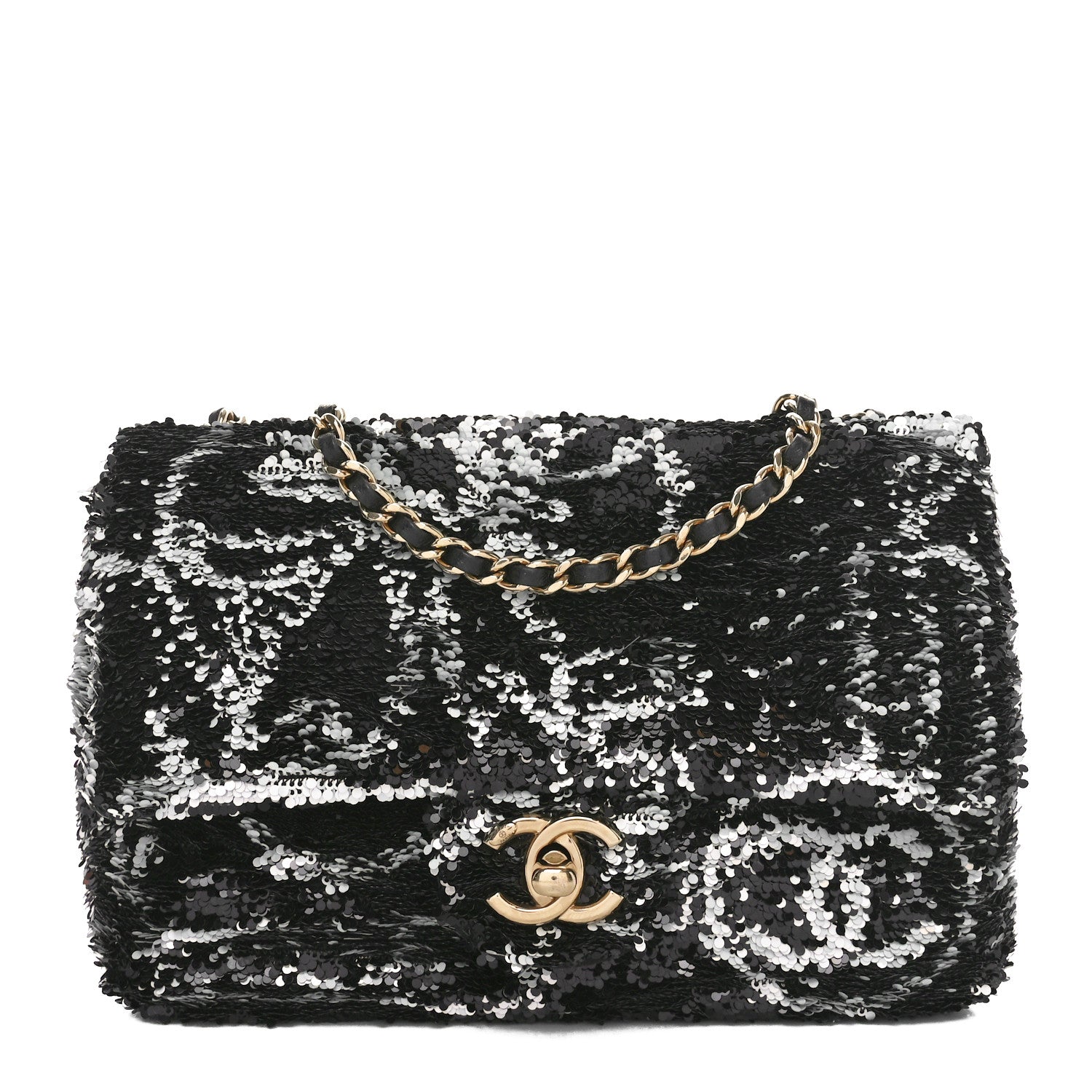 Chanel Sequin Small Single Flap Rectangular Flap Black Silver 1 of 11
