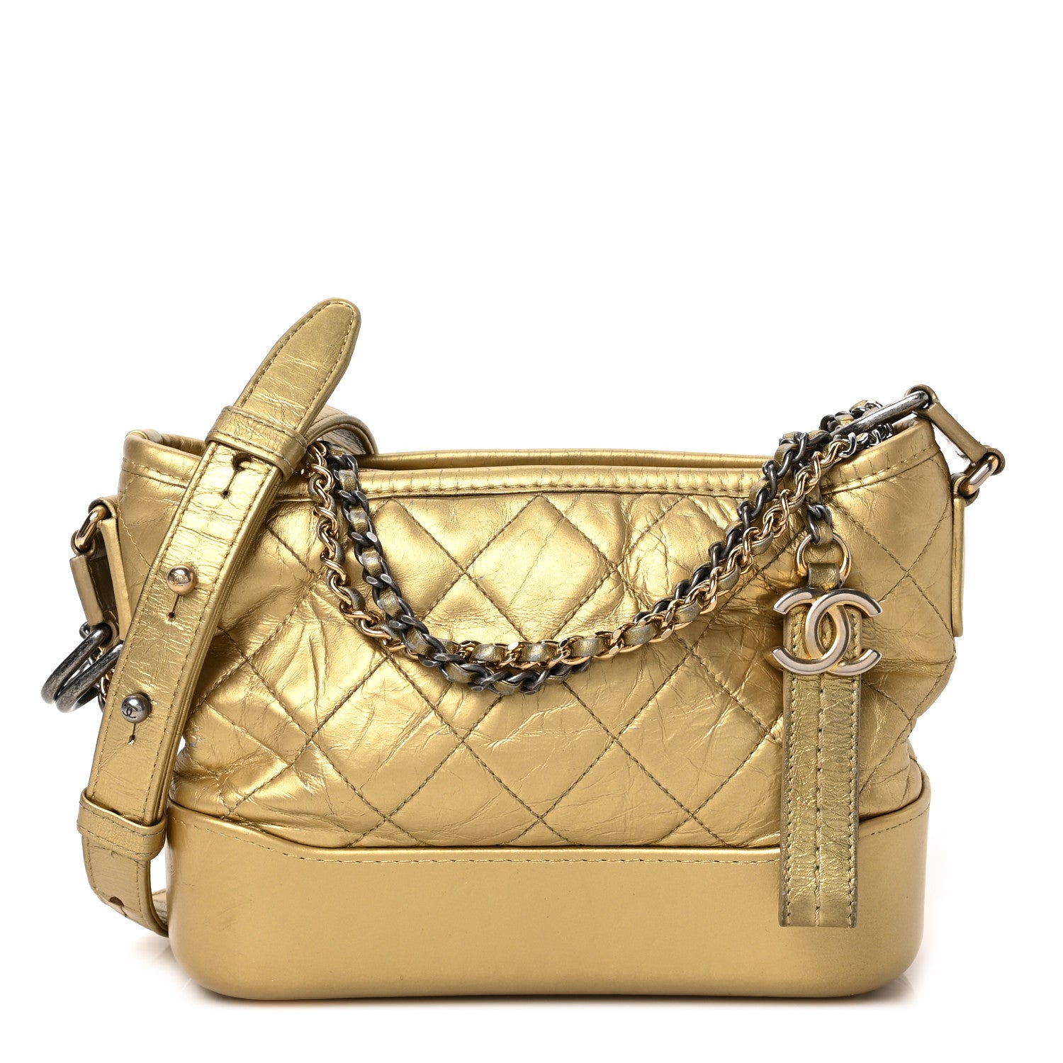Chanel Metallic Aged Calfskin Quilted Small Gabrielle Hobo Gold 1 of 9