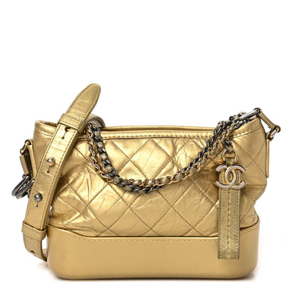 Chanel Metallic Aged Calfskin Quilted Small Gabrielle Hobo Gold 1 of 9