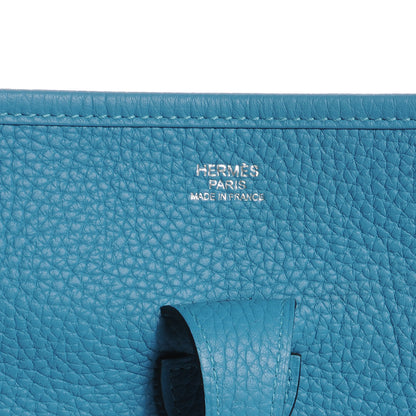 Hermes Taurillon Clemence Evelyne III PM Turquoise 7 of 8