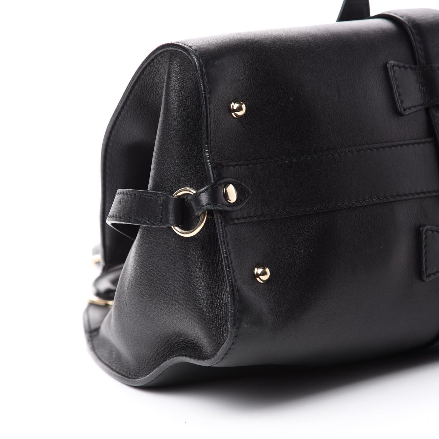 Calfskin Medium Stirrup Top Handle Bag Black