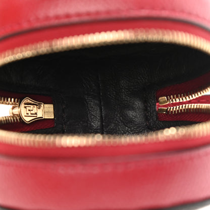 Fendi Calfskin FF 1974 Embossed Help Bag Charm Maya Black Red 3 of 13