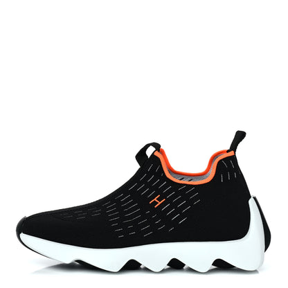 Hermes Technical Canvas Goatskin Womens Eclair Sneakers 36 Black 1 of 10