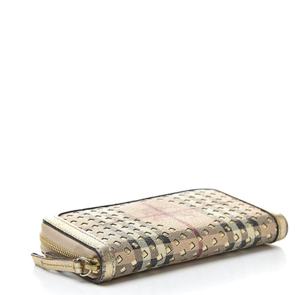 Burberry Metallic Haymarket Check Zip Wallet Gold 4 of 10
