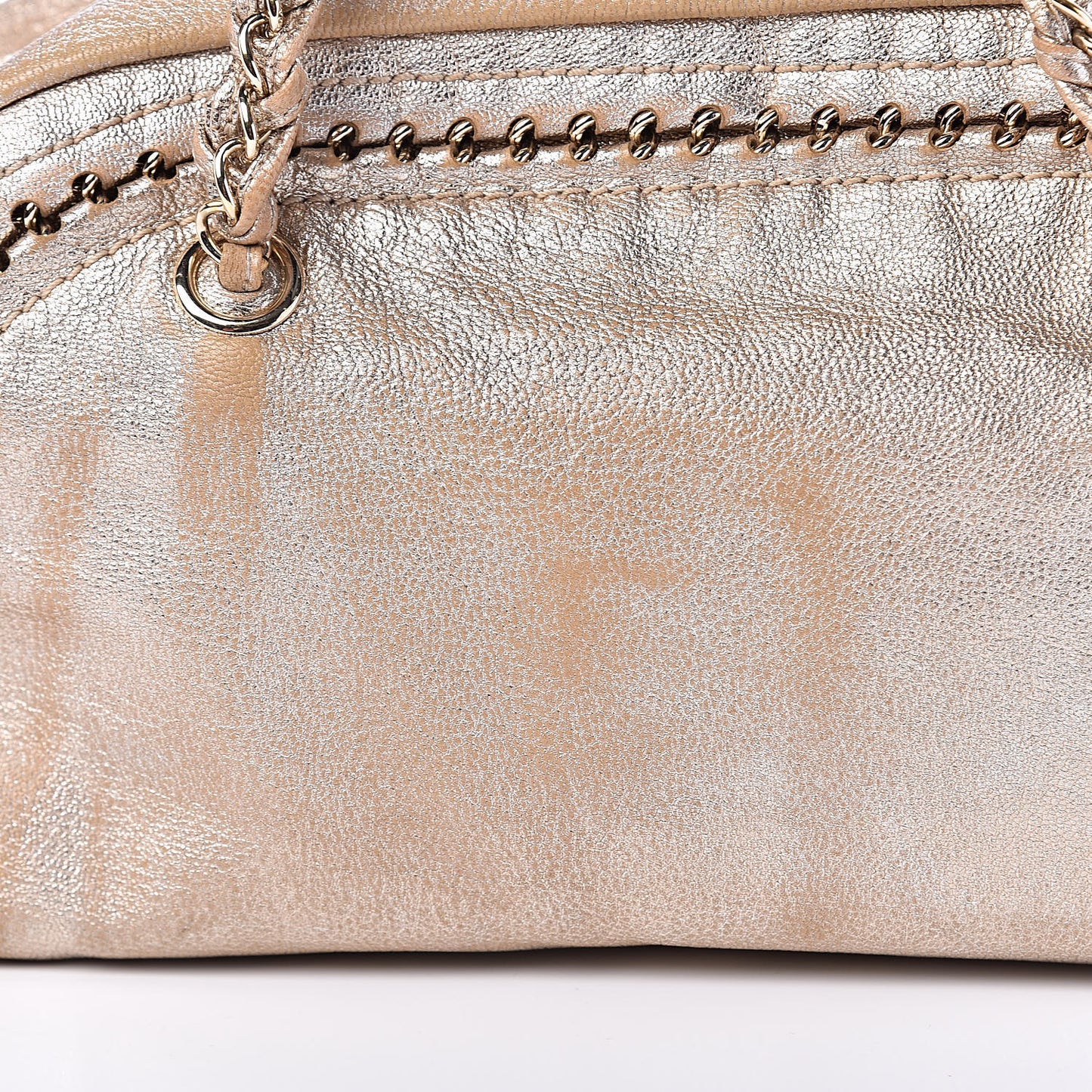 Metallic Goatskin Medium Luxe Ligne Bowler Gold