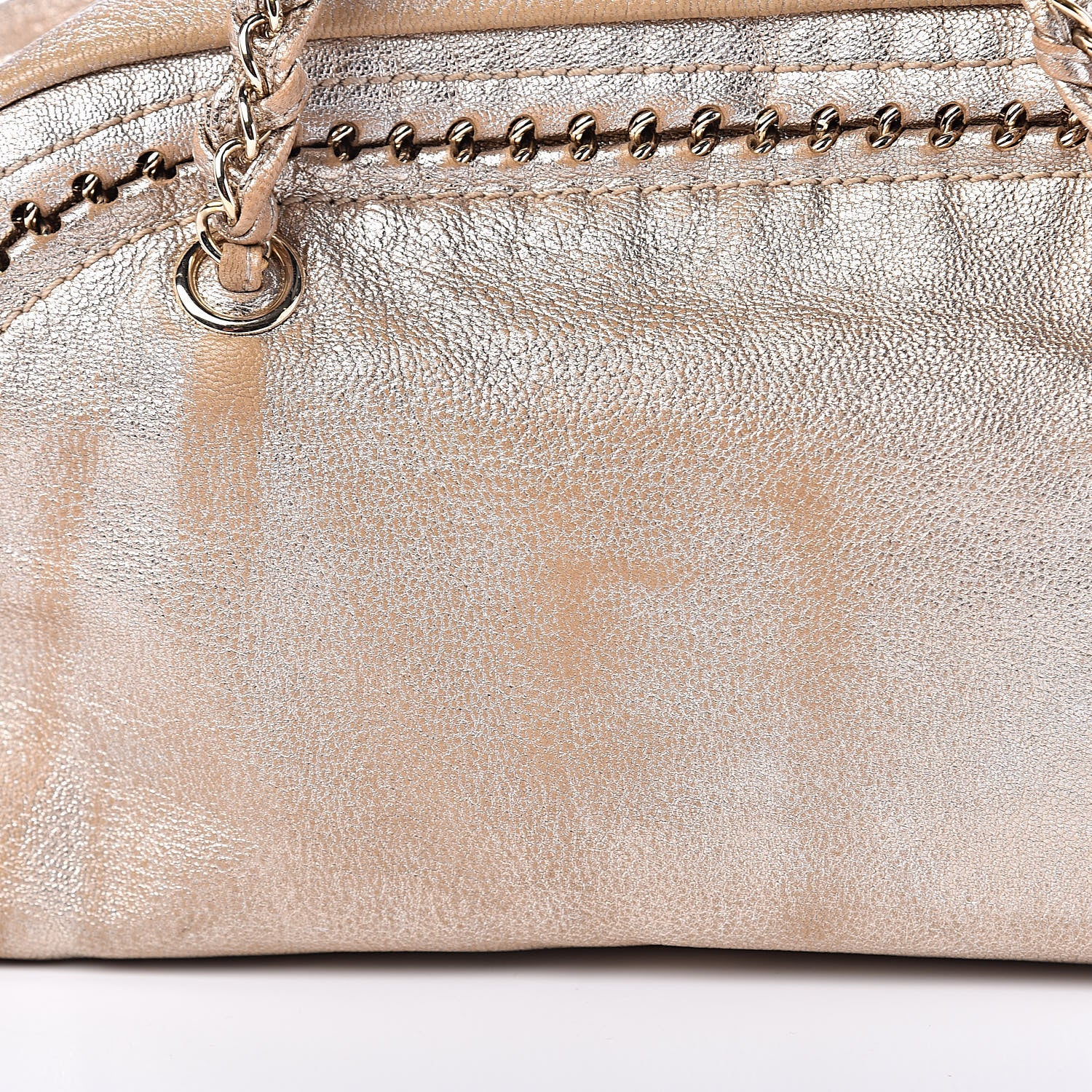 Chanel Metallic Goatskin Medium Luxe Ligne Bowler Gold 9 of 15