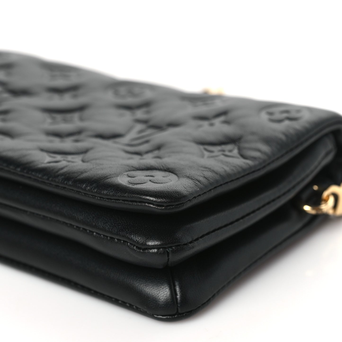 Lambskin Embossed Monogram Pochette Coussin Black