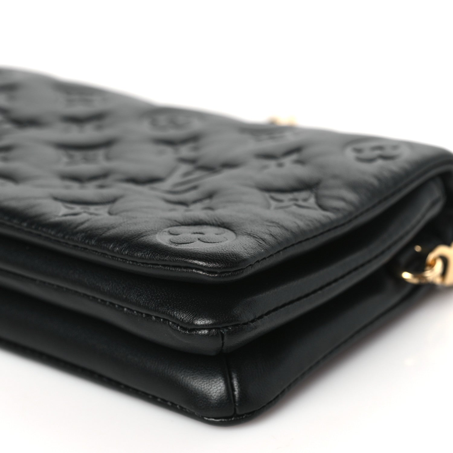 Louis Vuitton Lambskin Embossed Monogram Pochette Coussin Black 9 of 11