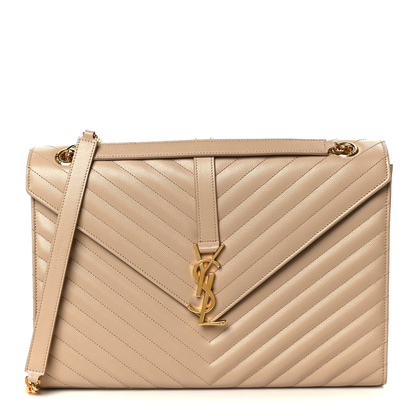 Grain De Poudre Matelasse Chevron Large Monogram Satchel Dark Beige
