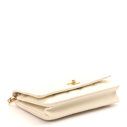 Chanel Lambskin Quilted CC Pearl Crush Wallet on Chain WOC White 4 of 11