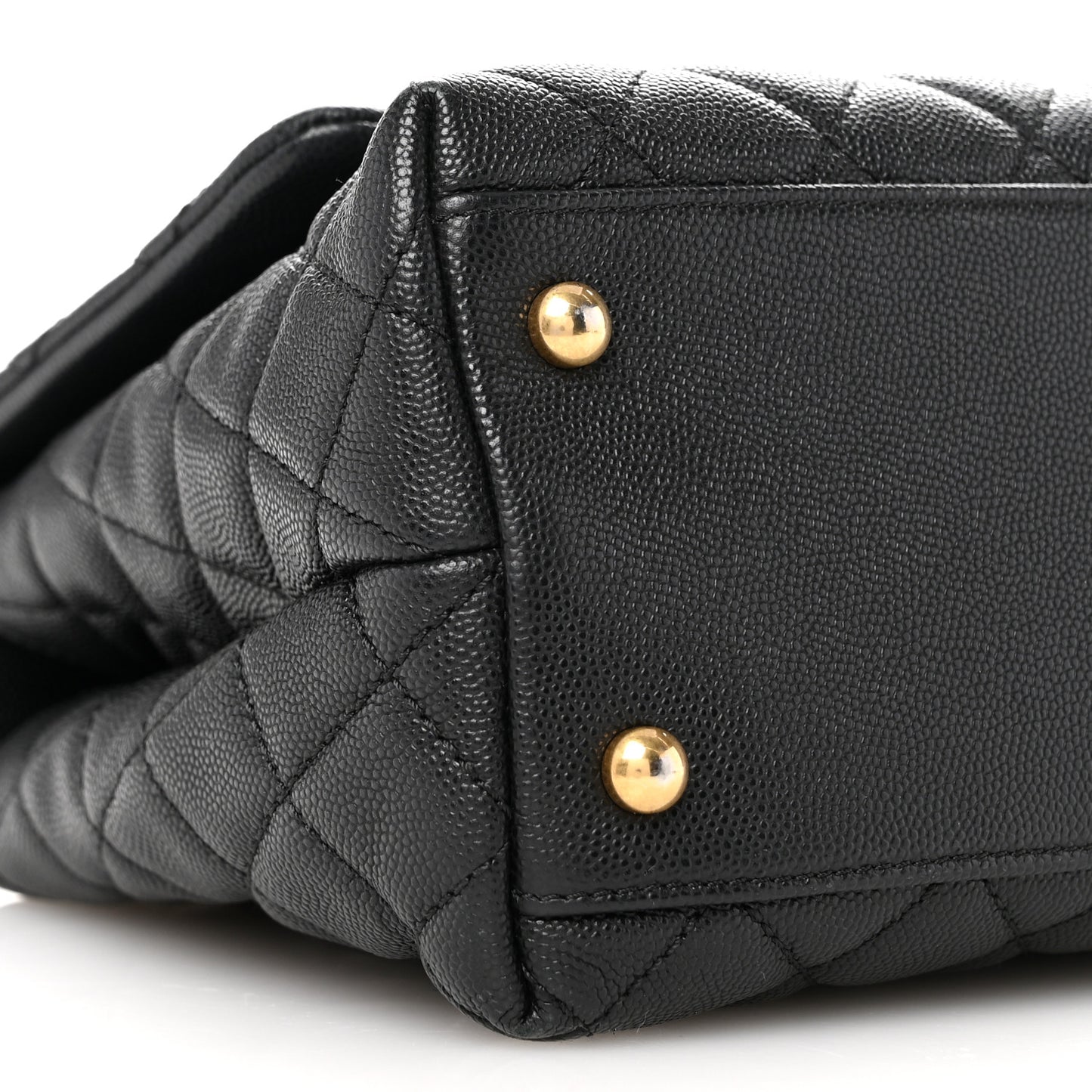 Caviar Quilted Small Coco Handle Flap Black