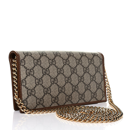 Gucci GG Supreme Monogram Azalea Calfskin Horsebit 1955 Wallet On Chain Beige Ebony Brown Sugar 2 of 6
