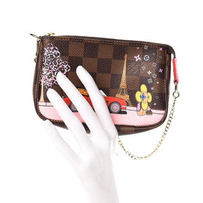 Louis Vuitton Damier Ebene 2019 Christmas Animation Mini Pochette Accessories Red 2 of 8