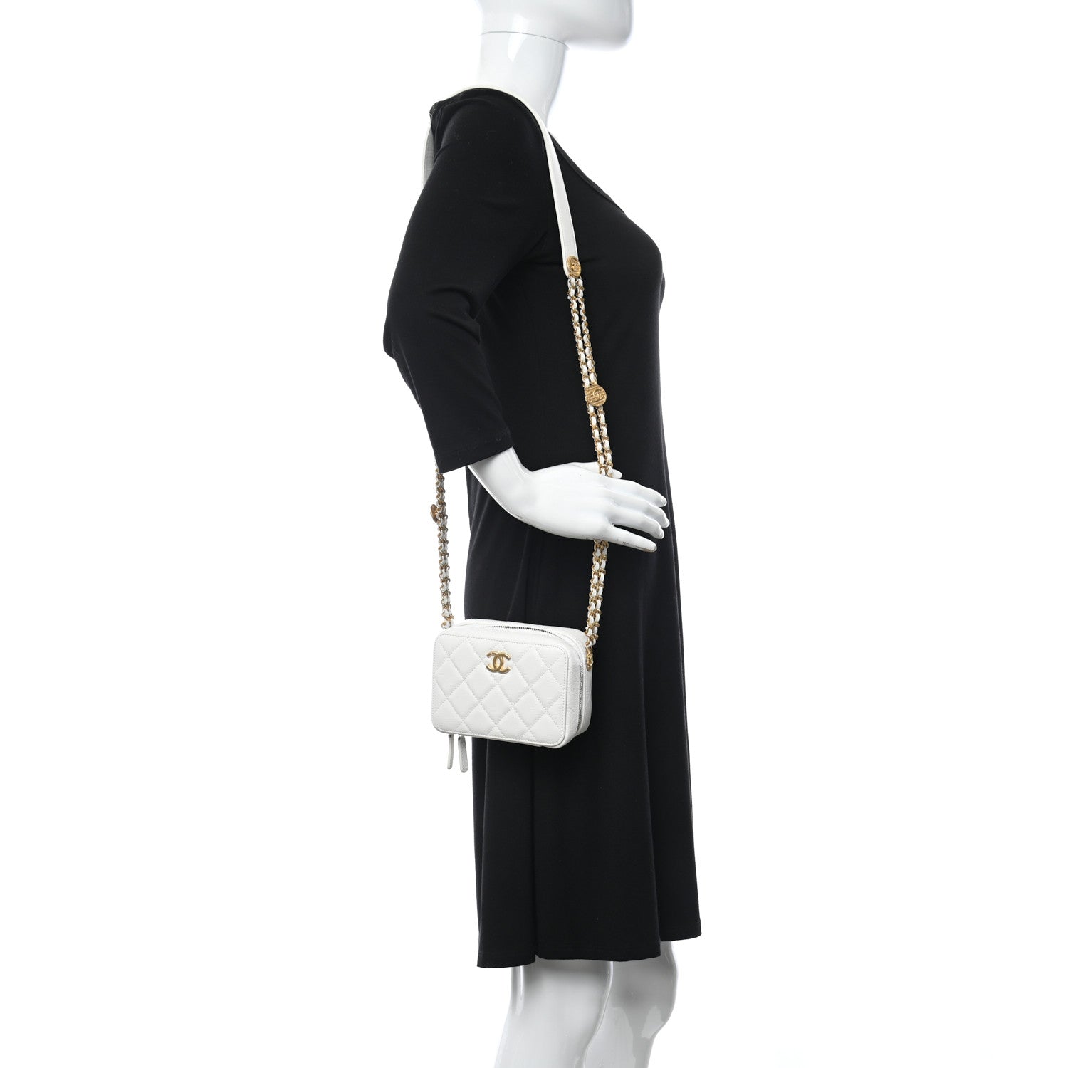 Chanel Caviar Quilted Twist Your Buttons Clutch With Chain White 2 of 11