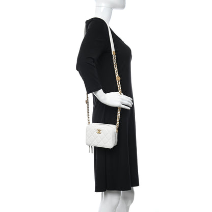 Chanel Caviar Quilted Twist Your Buttons Clutch With Chain White 2 of 11