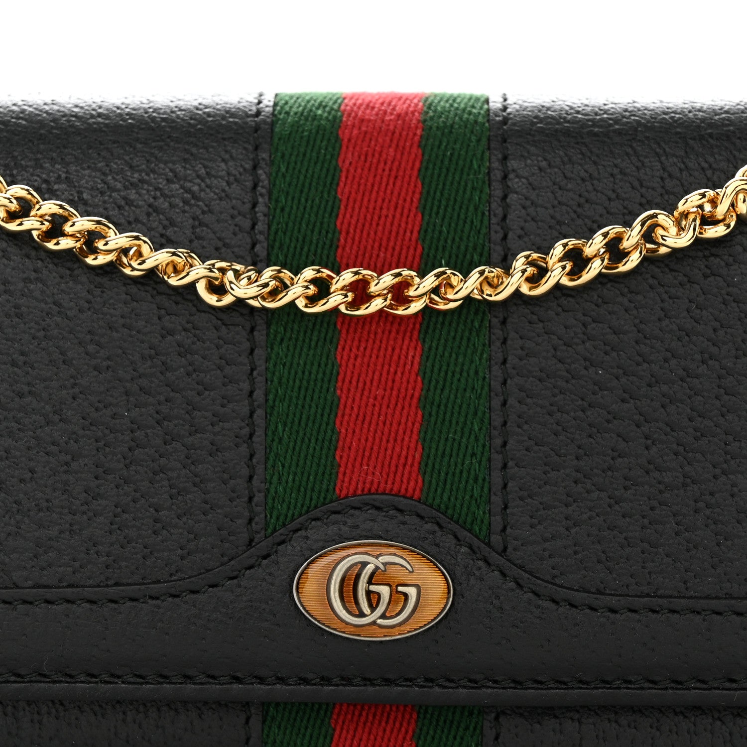 Gucci Calfskin Web Ophidia Wallet On Chain Black 8 of 11