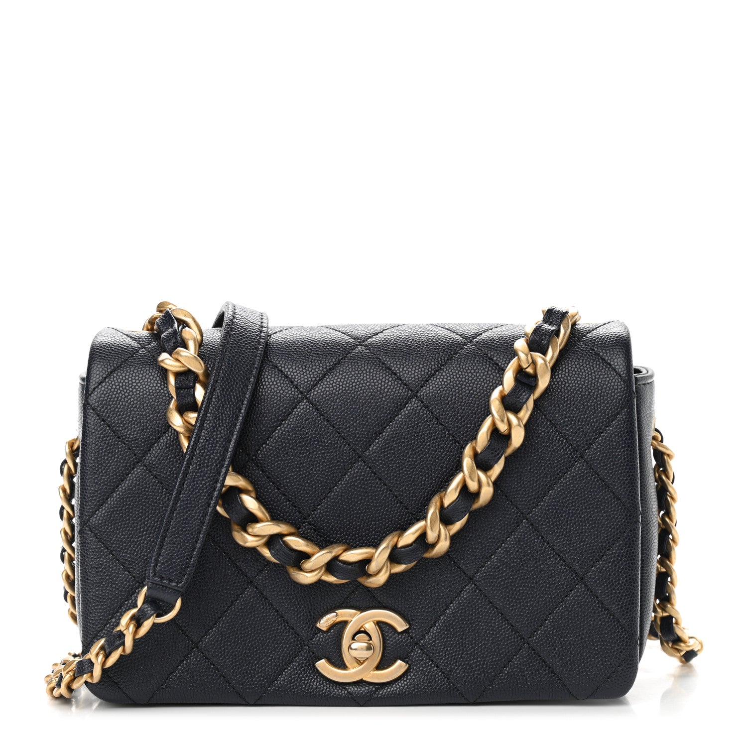 Chanel Caviar Quilted Small Fashion Therapy Flap Bag Navy Blue 1 of 9