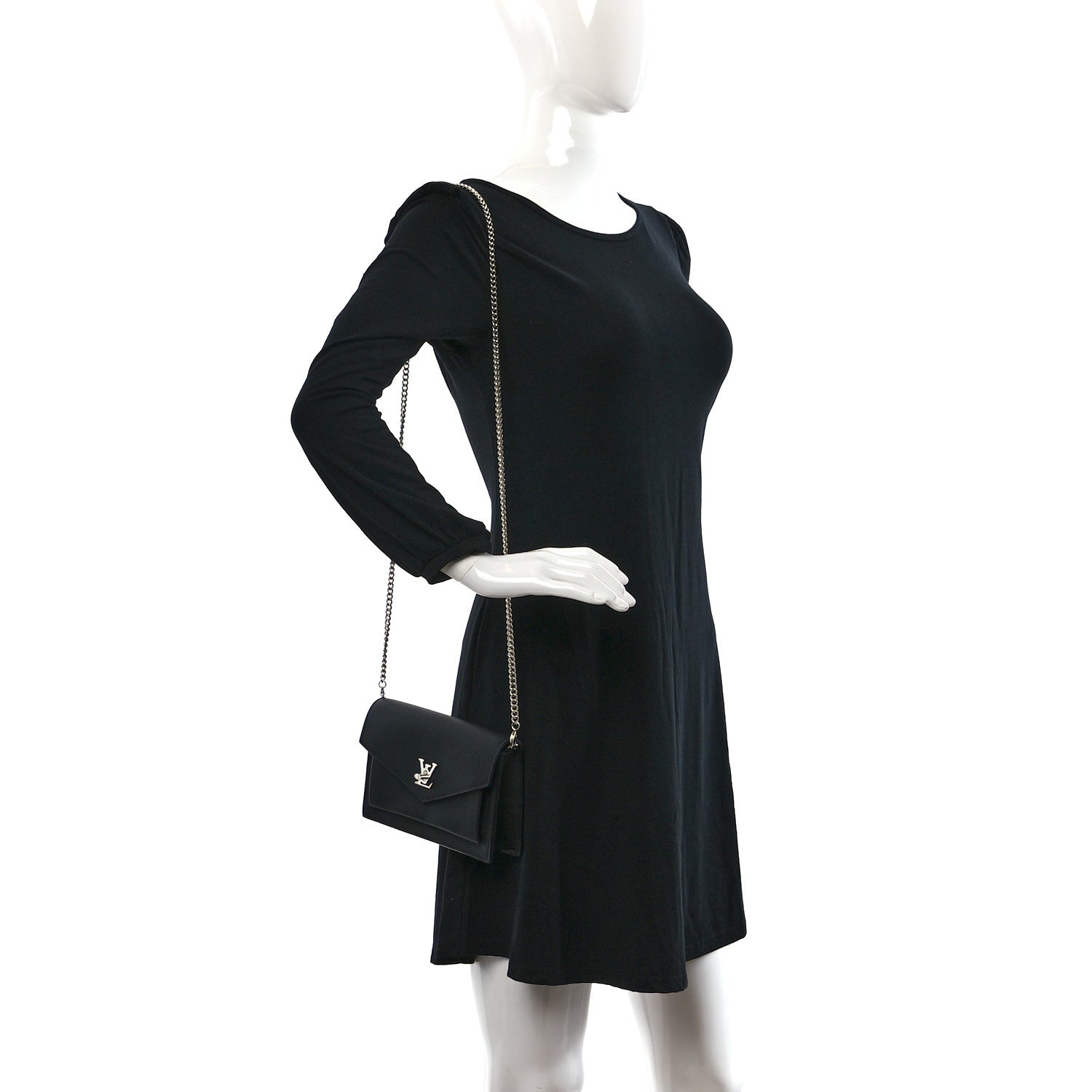 Louis Vuitton Soft Calfskin My Lockme Chain Pochette Black 2 of 11