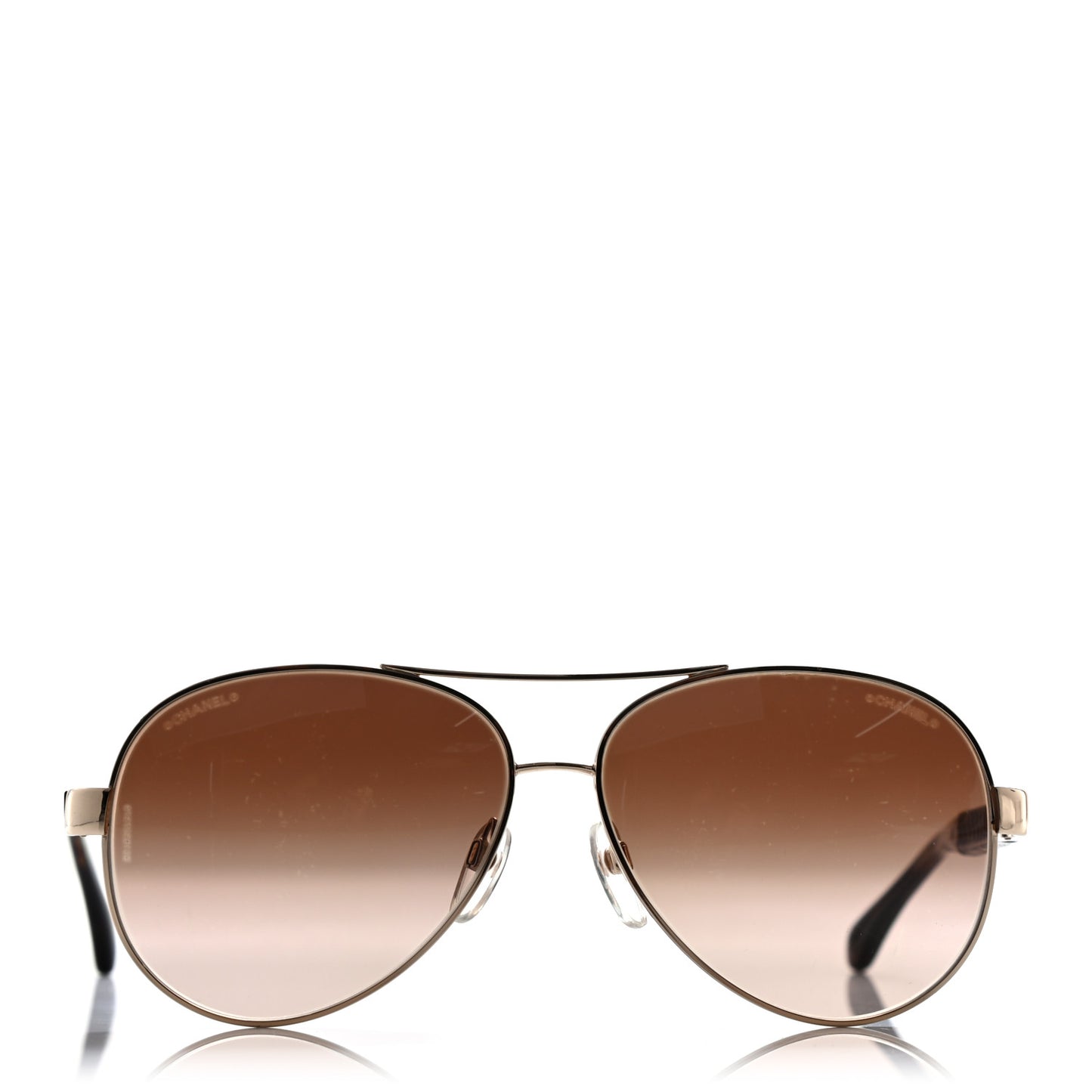 Lambskin Quilted CC Aviator Sunglasses 4195-Q Brown Gold