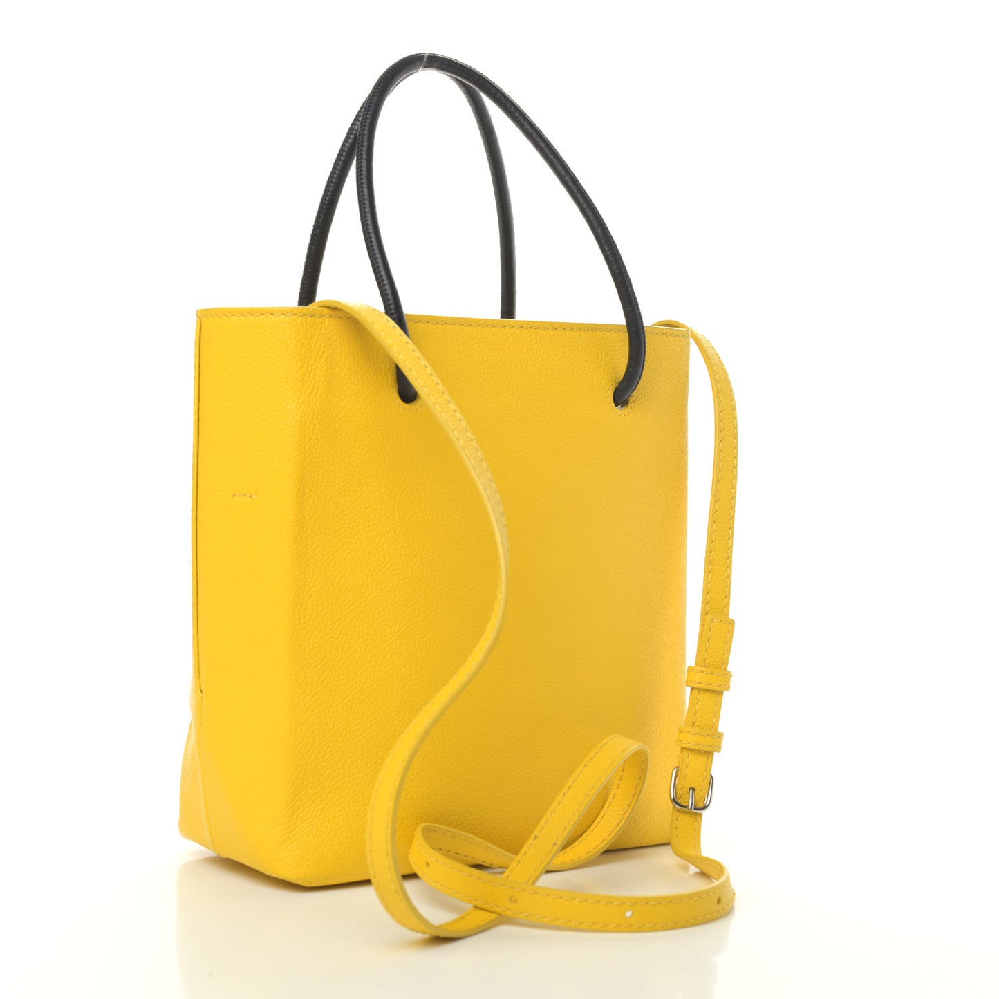 Heritage Calfskin Logo XXS Shopping Tote Jaune Primaire Black