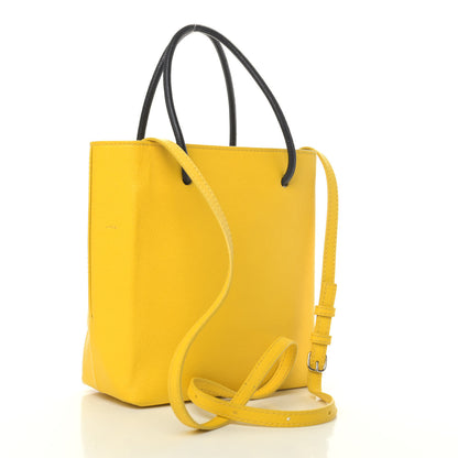 Balenciaga Heritage Calfskin Logo XXS Shopping Tote Jaune Primaire Black 2 of 4