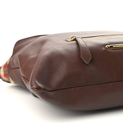 Burberry Soft Calfskin House Check Big Crush Tote Brown Ochre 10 of 21