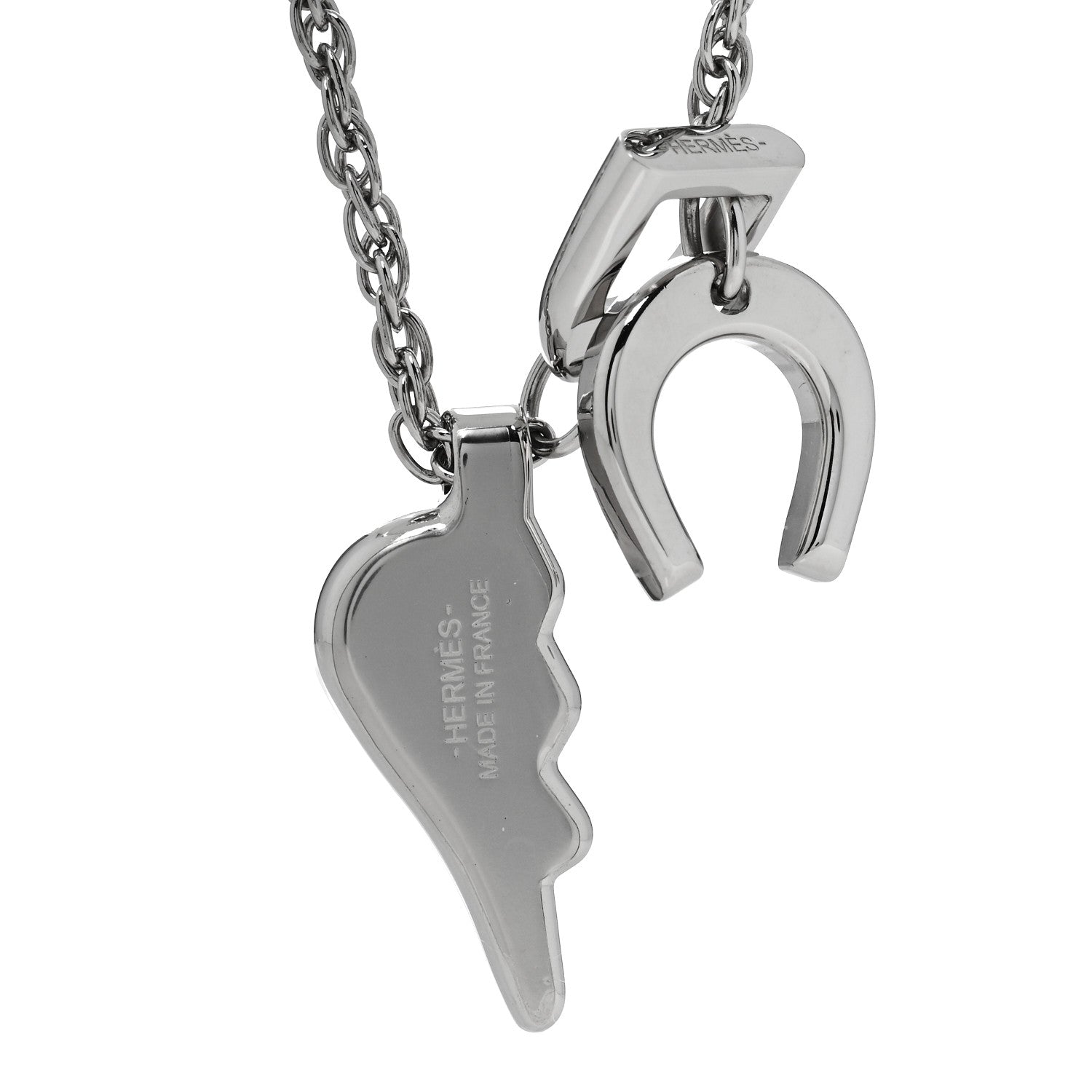 Hermes Palladium Buffalo Horn Lacquered Bon Voyage Necklace Black Dore 4 of 5