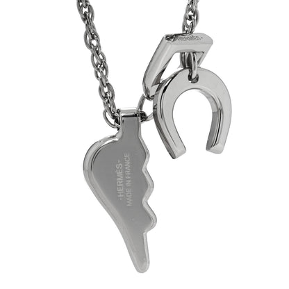 Hermes Palladium Buffalo Horn Lacquered Bon Voyage Necklace Black Dore 4 of 5