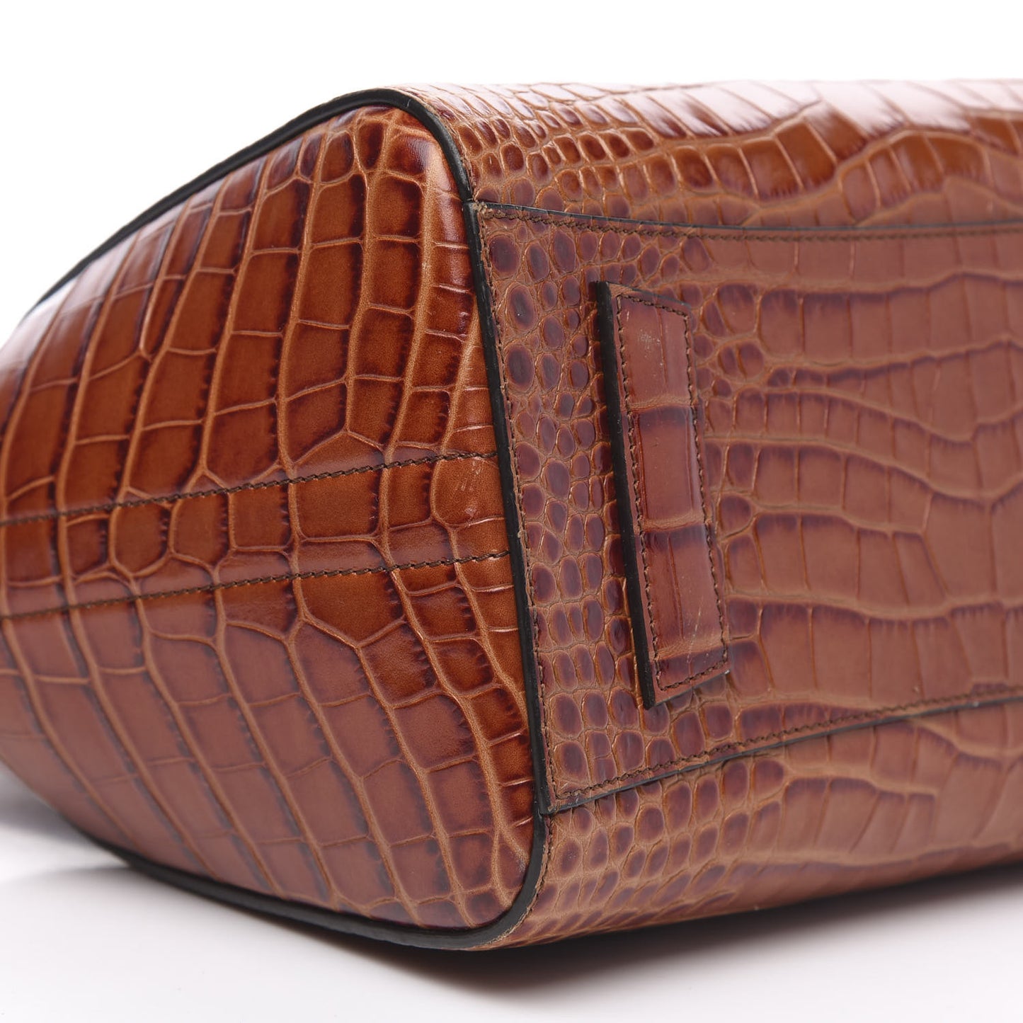 Calfskin Crocodile Embossed Small Antigona Cognac