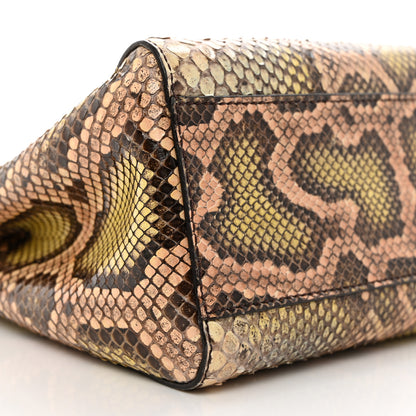 Fendi Snakeskin Mini Peekaboo Iconic Satchel Pink Green 9 of 10