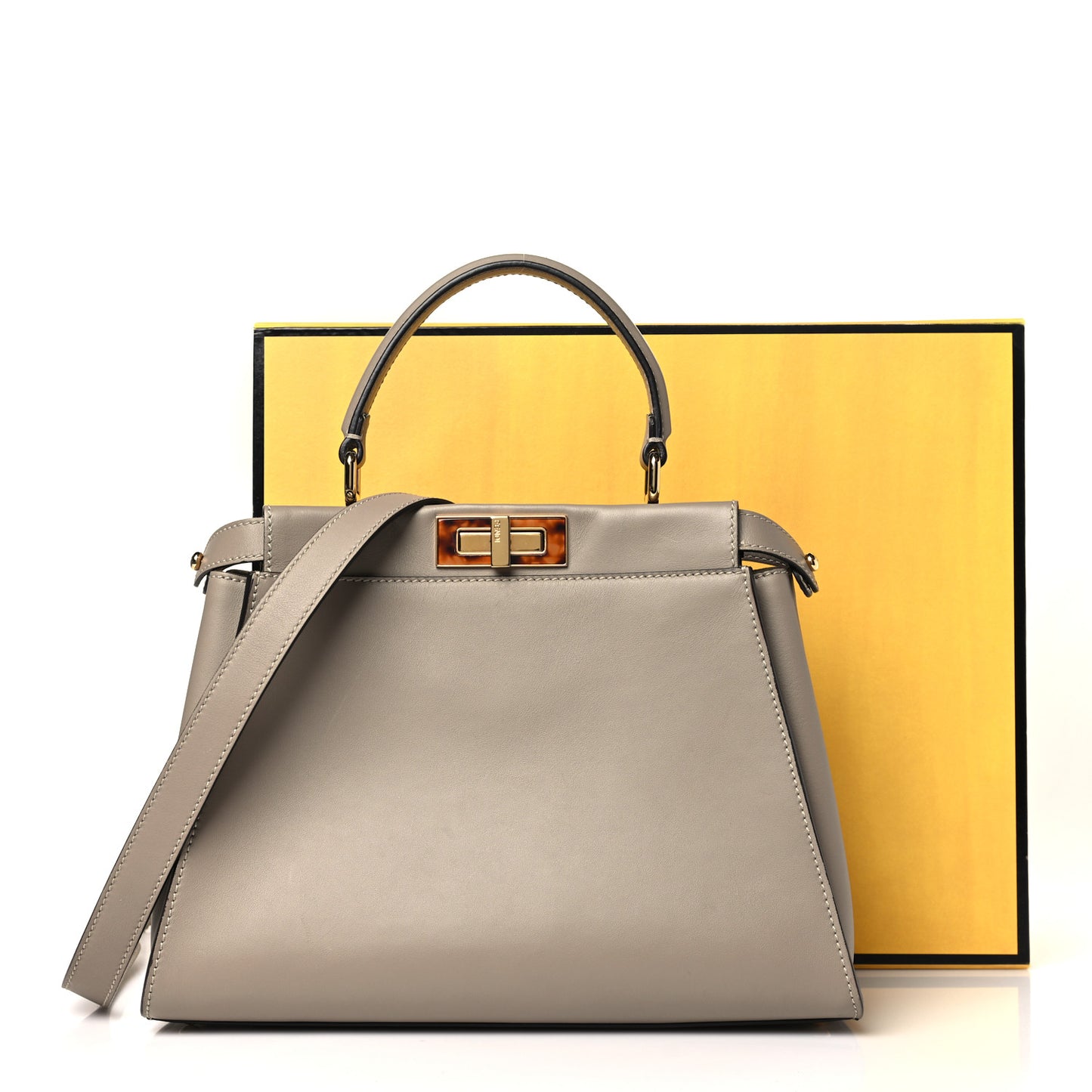 Vitello Seta Plexiglass Tortoise Medium Peekaboo Iconic Satchel Tortora