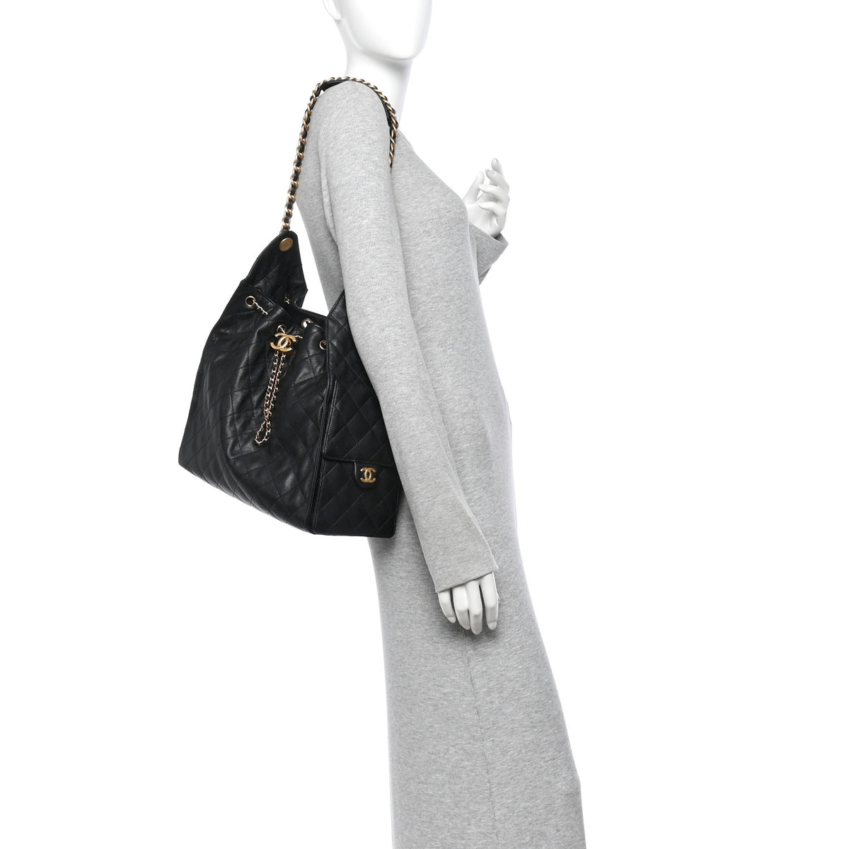 Caviar Quilted Medium Chanel 25 Handbag Black