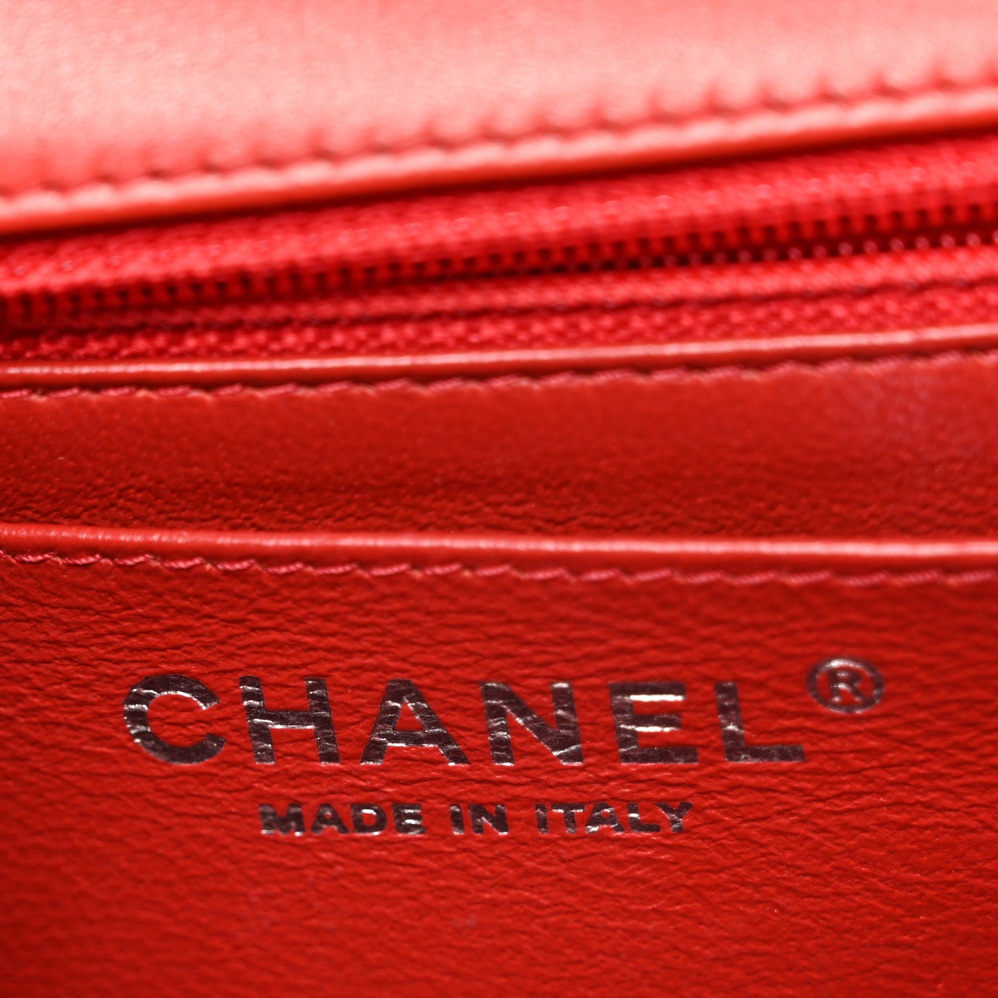 Patent Chevron Quilted Mini Square Flap Red