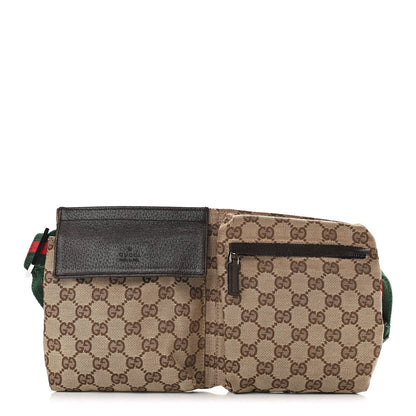 Gucci GG Monogram Web Double Pocket Belt Bag Dark Brown 1 of 7