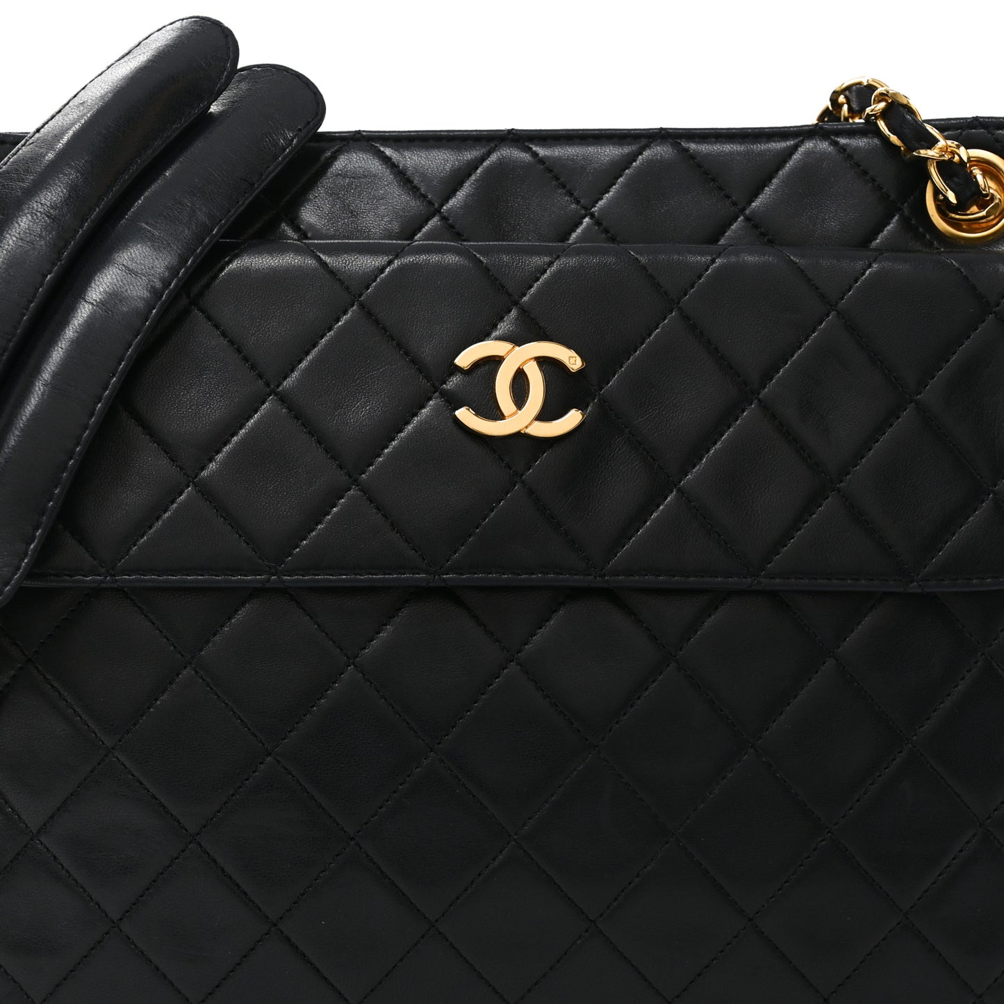 Lambskin Quilted Shoulder Bag Black