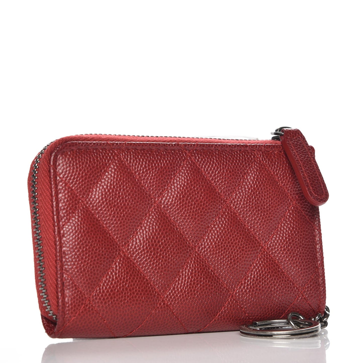Caviar Quilted Key Holder Case Red
