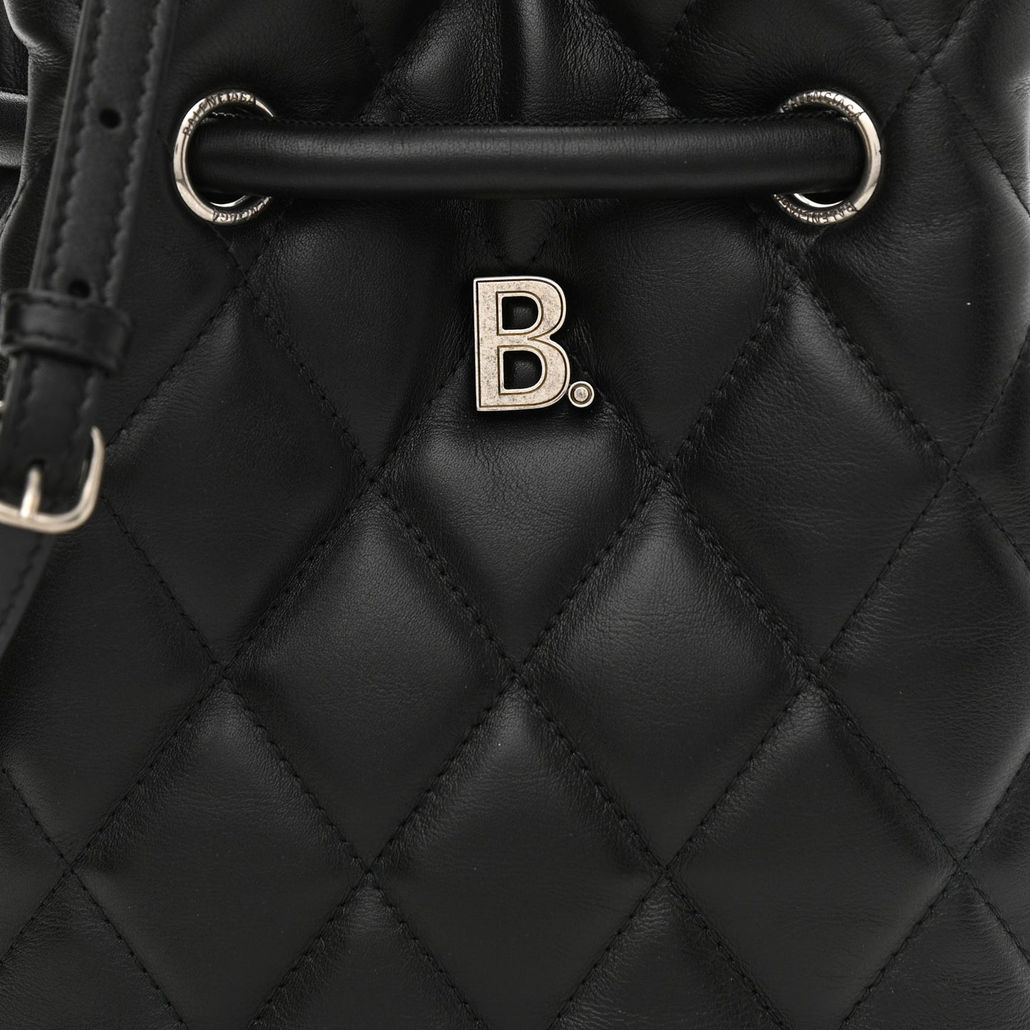 Nappa Calfskin Quilted Touch B Bucket Bag Black