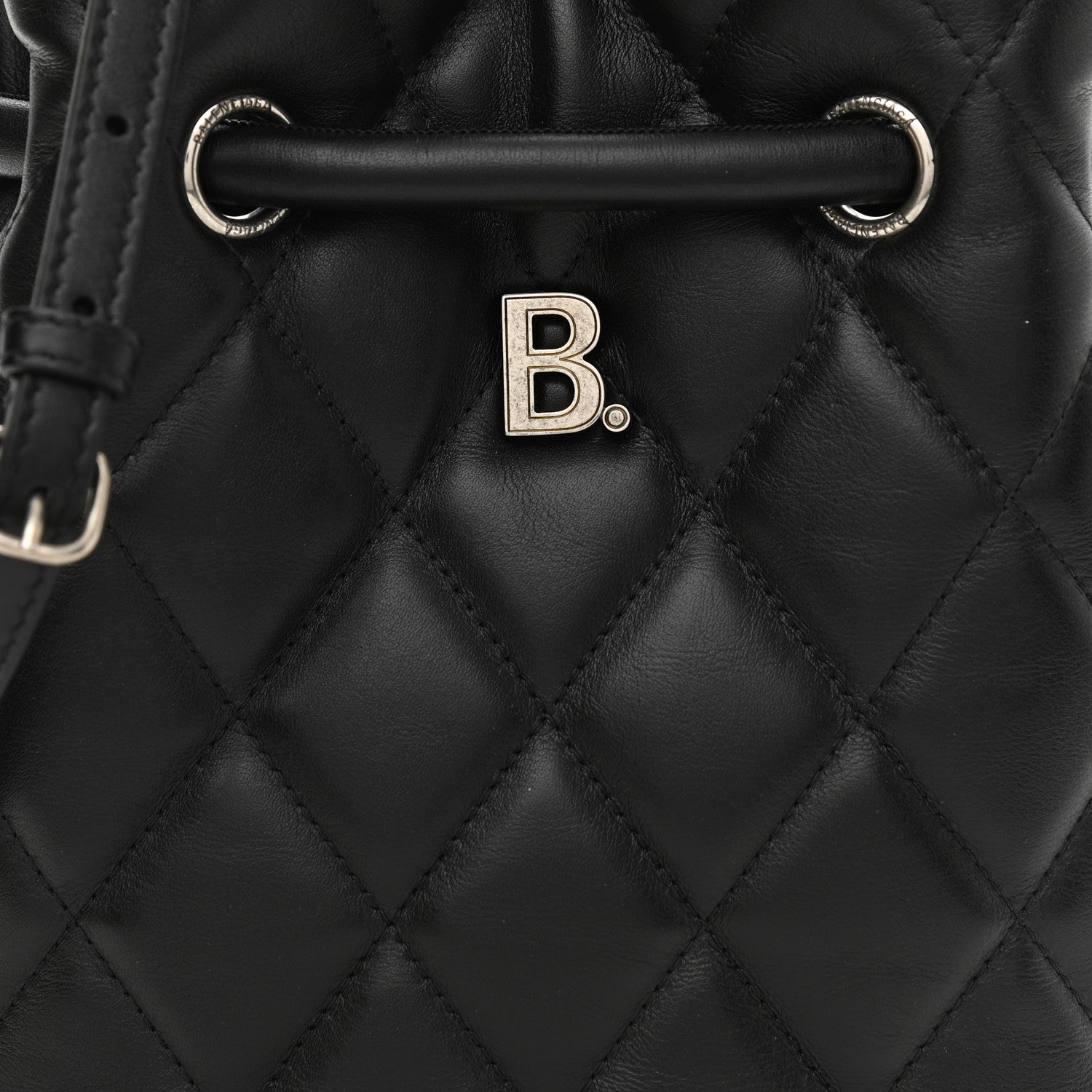 Balenciaga Nappa Calfskin Quilted Touch B Bucket Bag Black 7 of 9