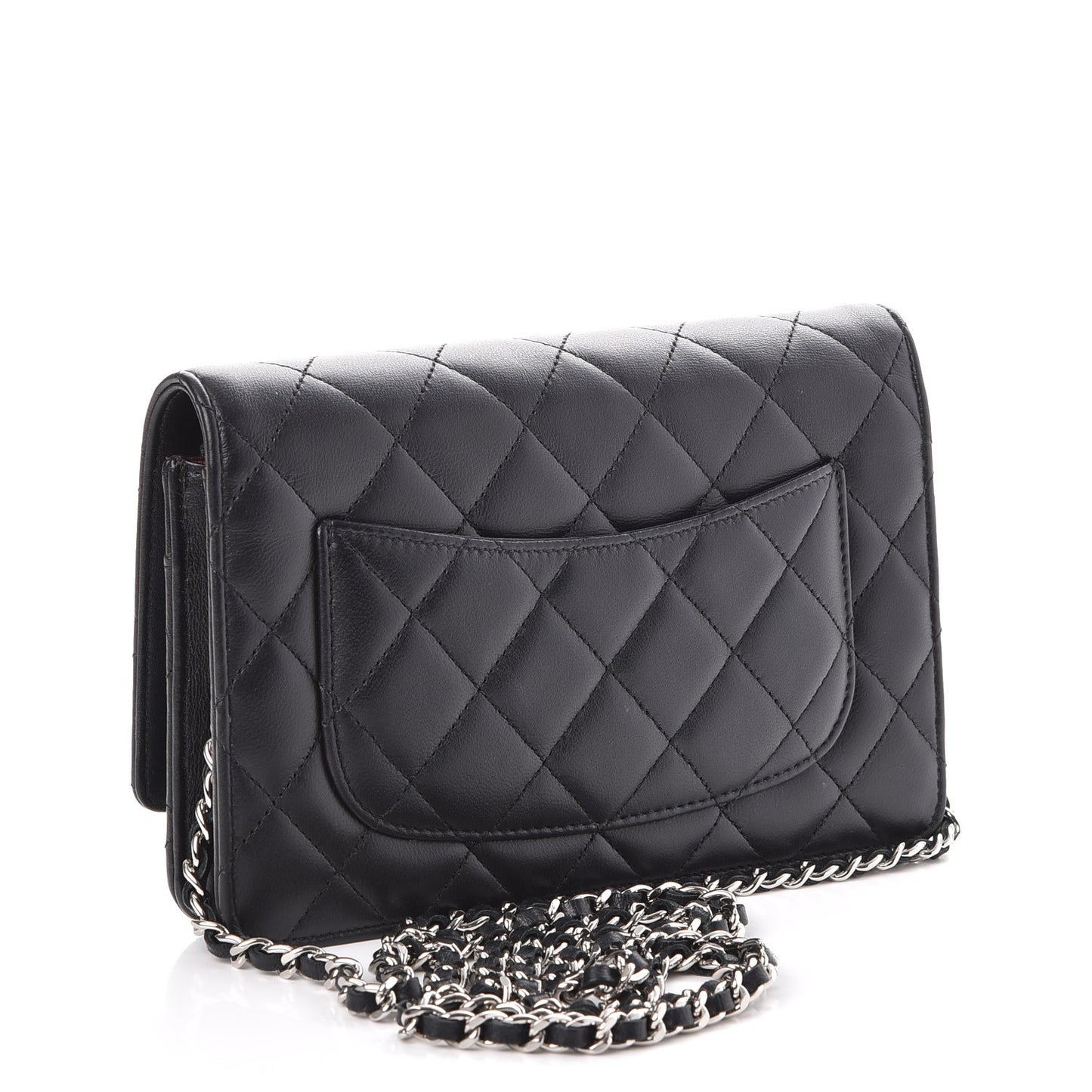 Lambskin Quilted Wallet On Chain WOC Black
