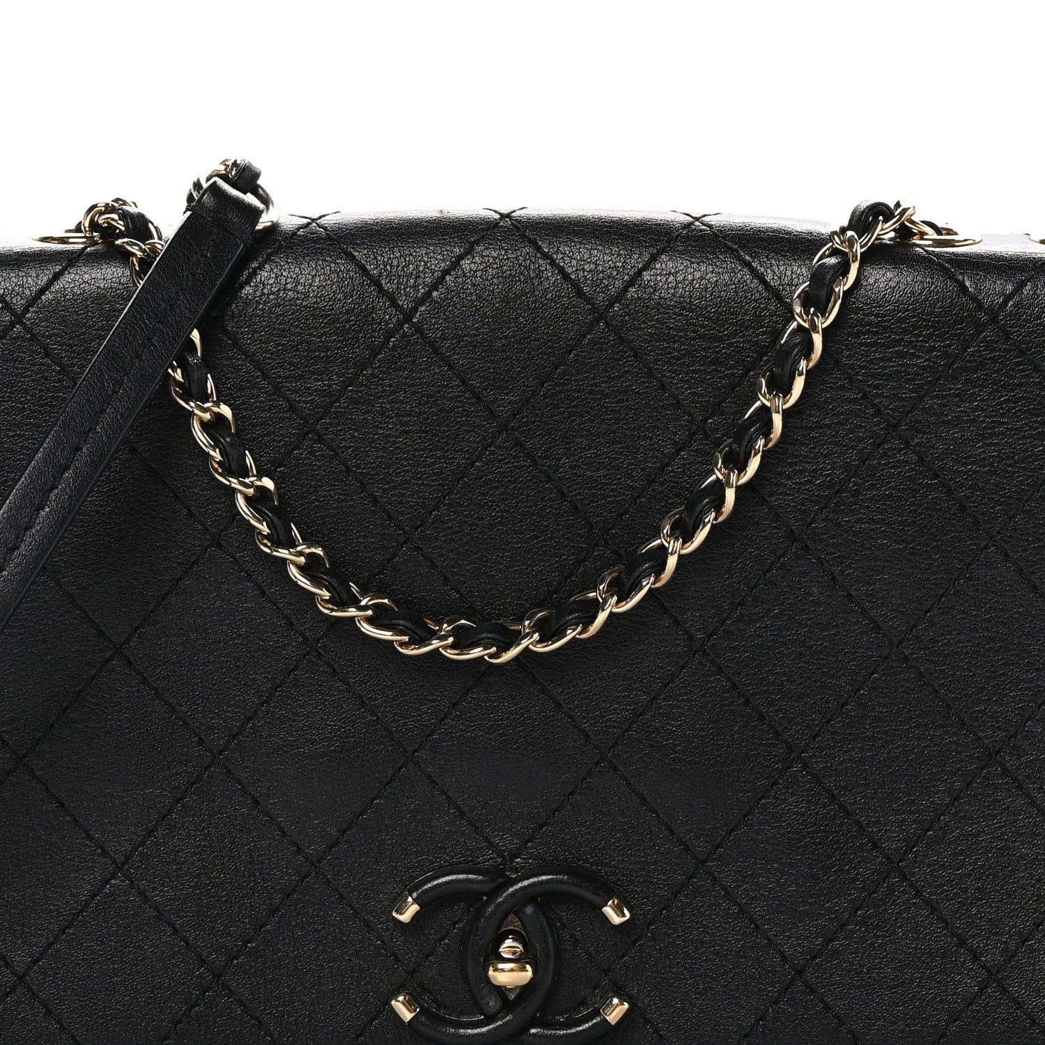 Chanel Calfskin Stitched Medium Covered CC Flap Bag Black 8 of 11