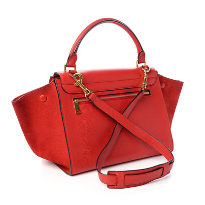 Celine Drummed Calfskin Suede Small Trapeze Coquelicot 2 of 9