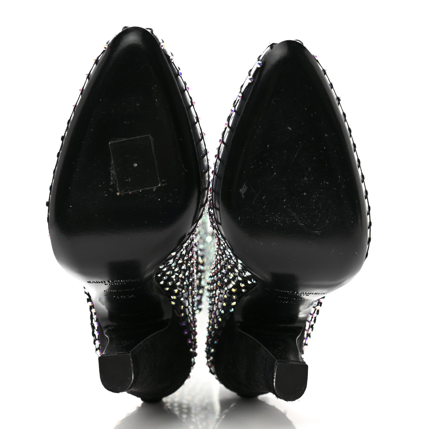 Saint Laurent Mesh Crystal 68 Knee High Boots 38.5 Pink Black 5 of 10