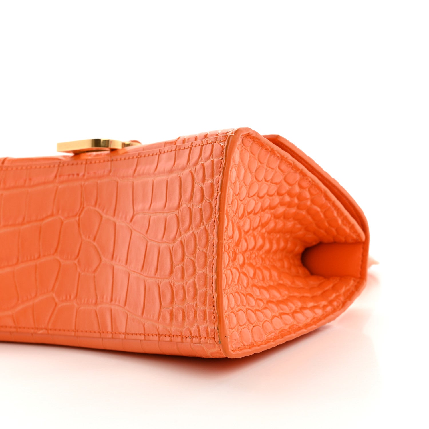 Balenciaga Shiny Calfskin Crocodile Embossed Small Hourglass Top Handle Bag Orange 11 of 11