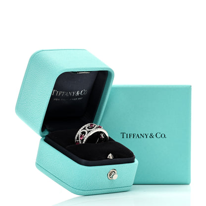 Tiffany Platinum Diamond Ruby Enchant Scroll Ring 49 4.75 5 of 5